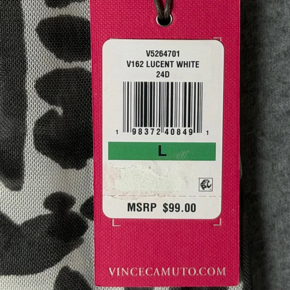 Vince Camuto Women's Lucent White Black Abstract Mesh Maxi Dress V5264701 L NEW